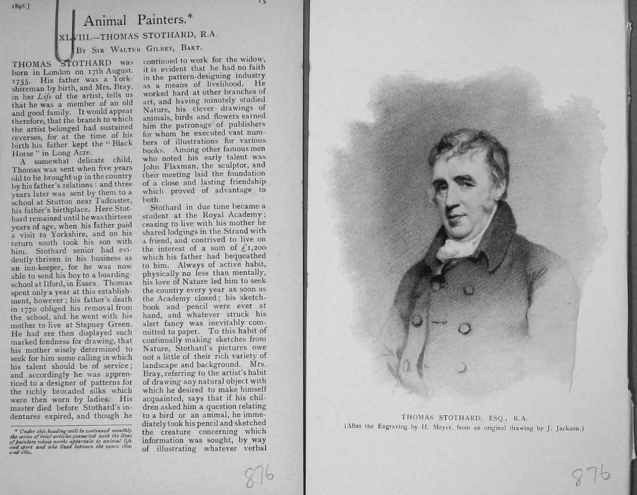 Original Old Antique Print Thomas Stothard Sportsman Portrait 1898 Victorian