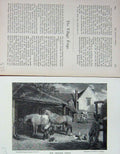 Original Old Antique Print 1899 Scene Horse Shoeing Forge Chickens Baily'S 19th