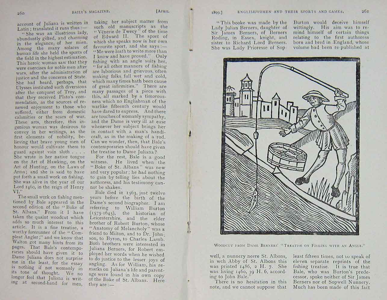 Old Antique Print 1899 Baily'S Magazine Englishwomen Sports Games Albans 19th