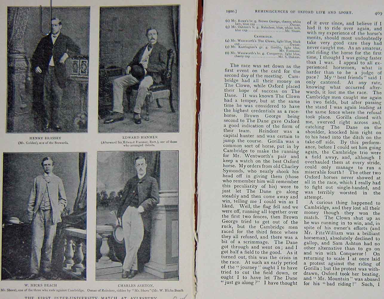Original Old Antique Print 1900 Portrait Brassey Hanmer Beach Ashton Sport 20th