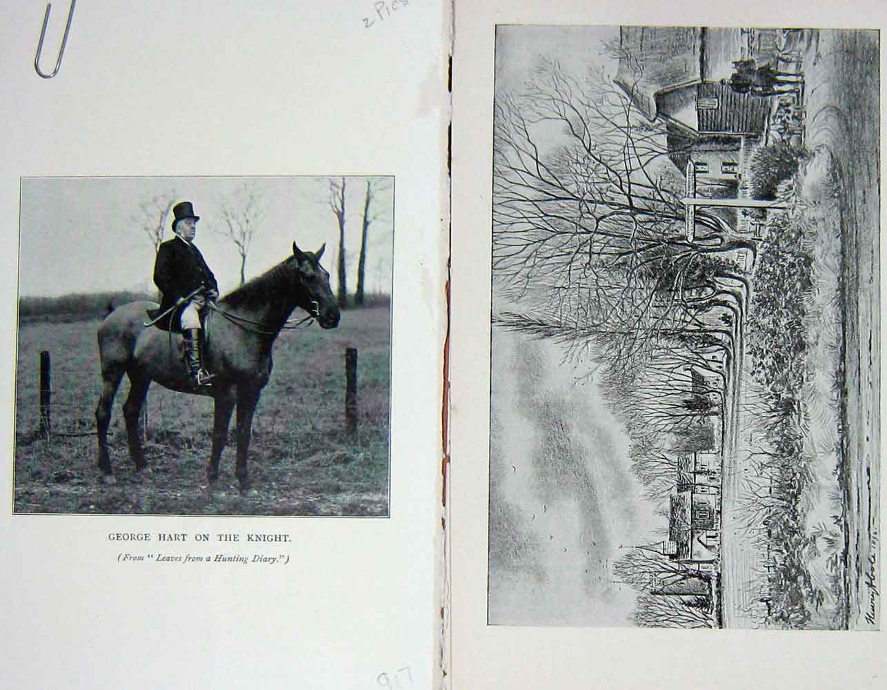 Original Old Antique Print 1900 Portrait George Hart Knight Horse Willingate