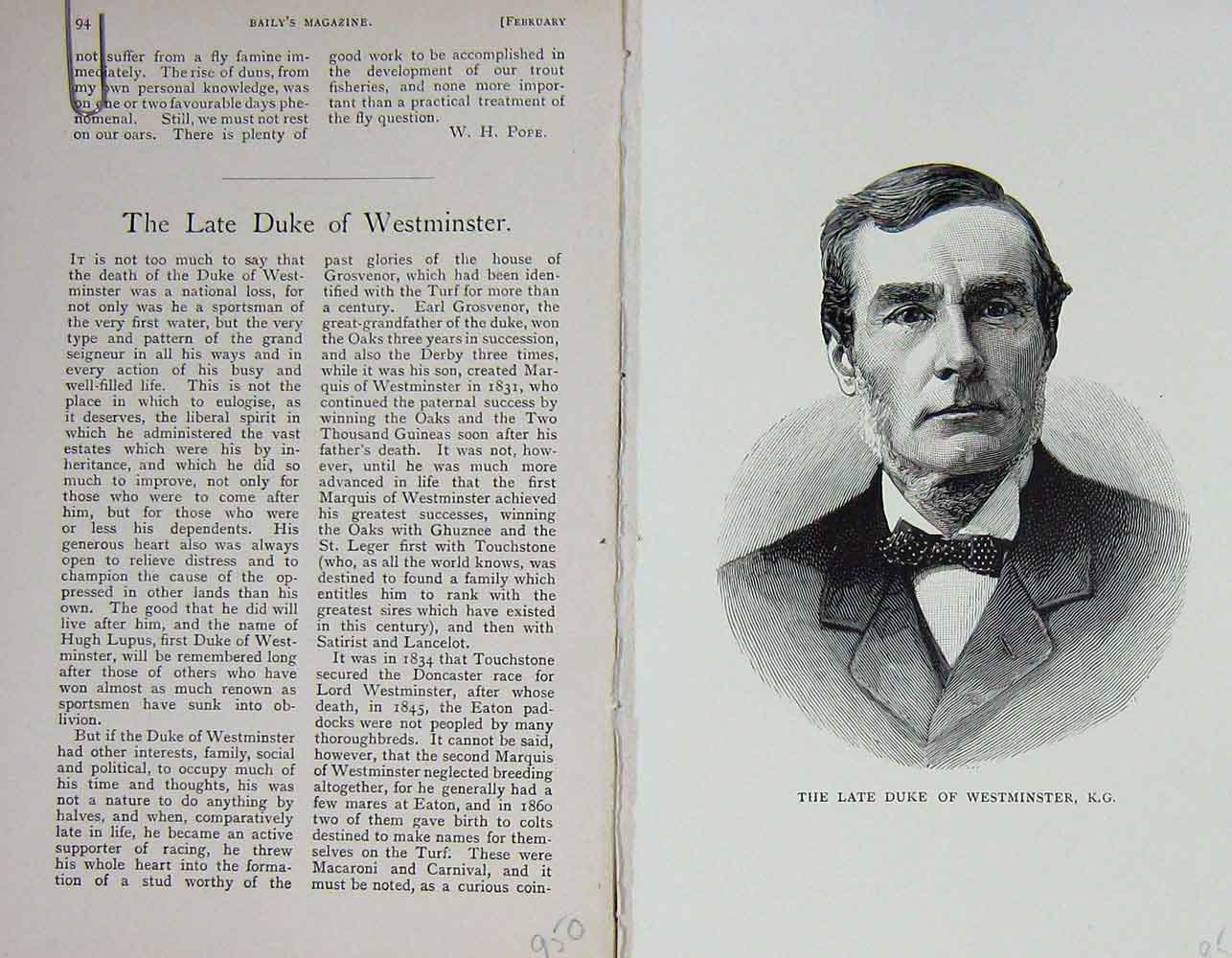 Original Old Antique Print 1900 Portrait Duke Westminster Sportsman Victorian