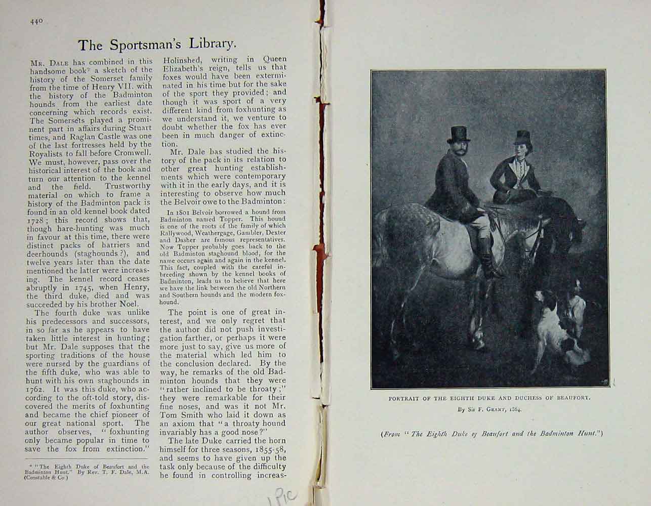 Original Old Antique Print 1901 Portrait Eighth Duke Duchess Beaufort Victorian
