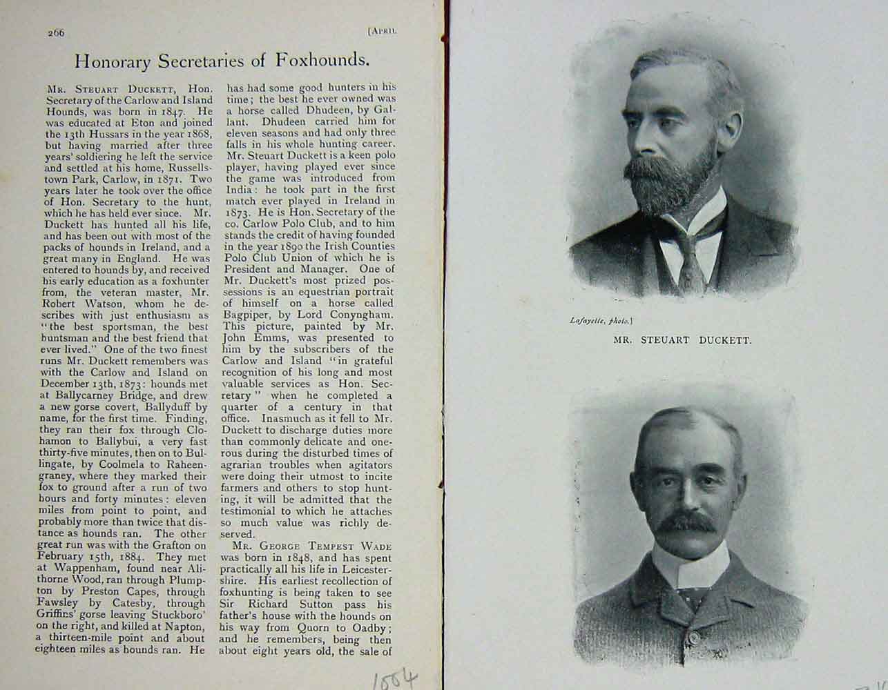 Original Old Antique Print 1902 Portrait Steuart Duckett George Wade 20th