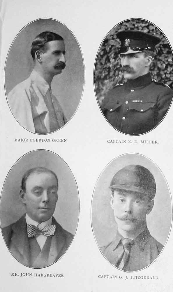 Original Old Antique Print 1902 Portrait Polo Green Miller Hargreaves Men 20th
