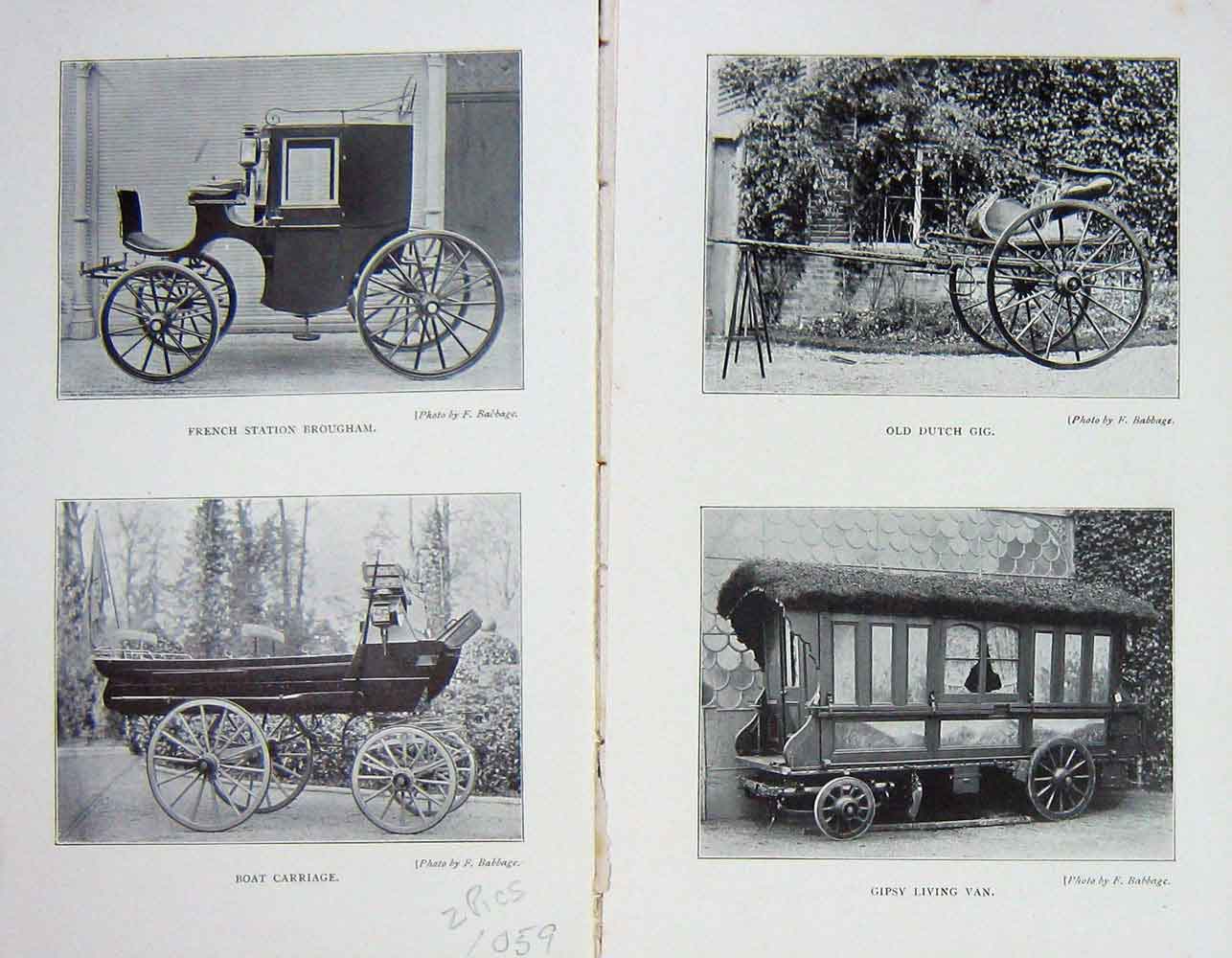 Original Old Antique Print 1903 Photograph Carriages French Brougham Dutch Gig