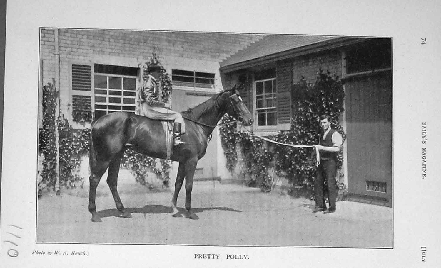 Original Old Antique Print 1904 Photograph Pretty Polly Sport Jockey 20th