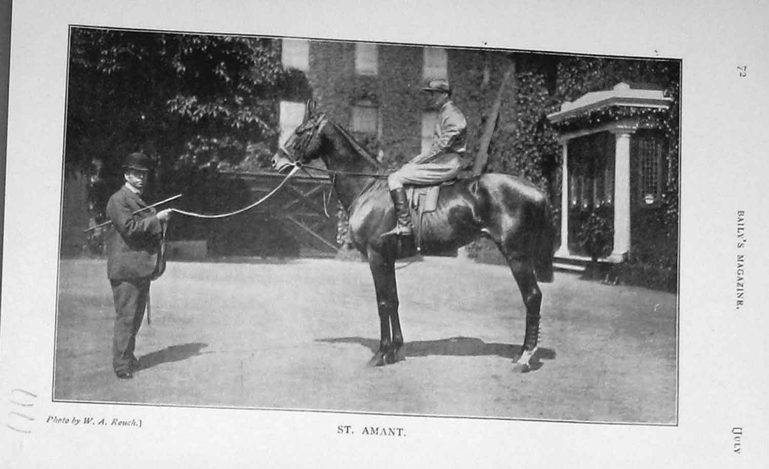Original Old Antique Print 1904 Photograph St. Amant Horse Man Jockey Sport