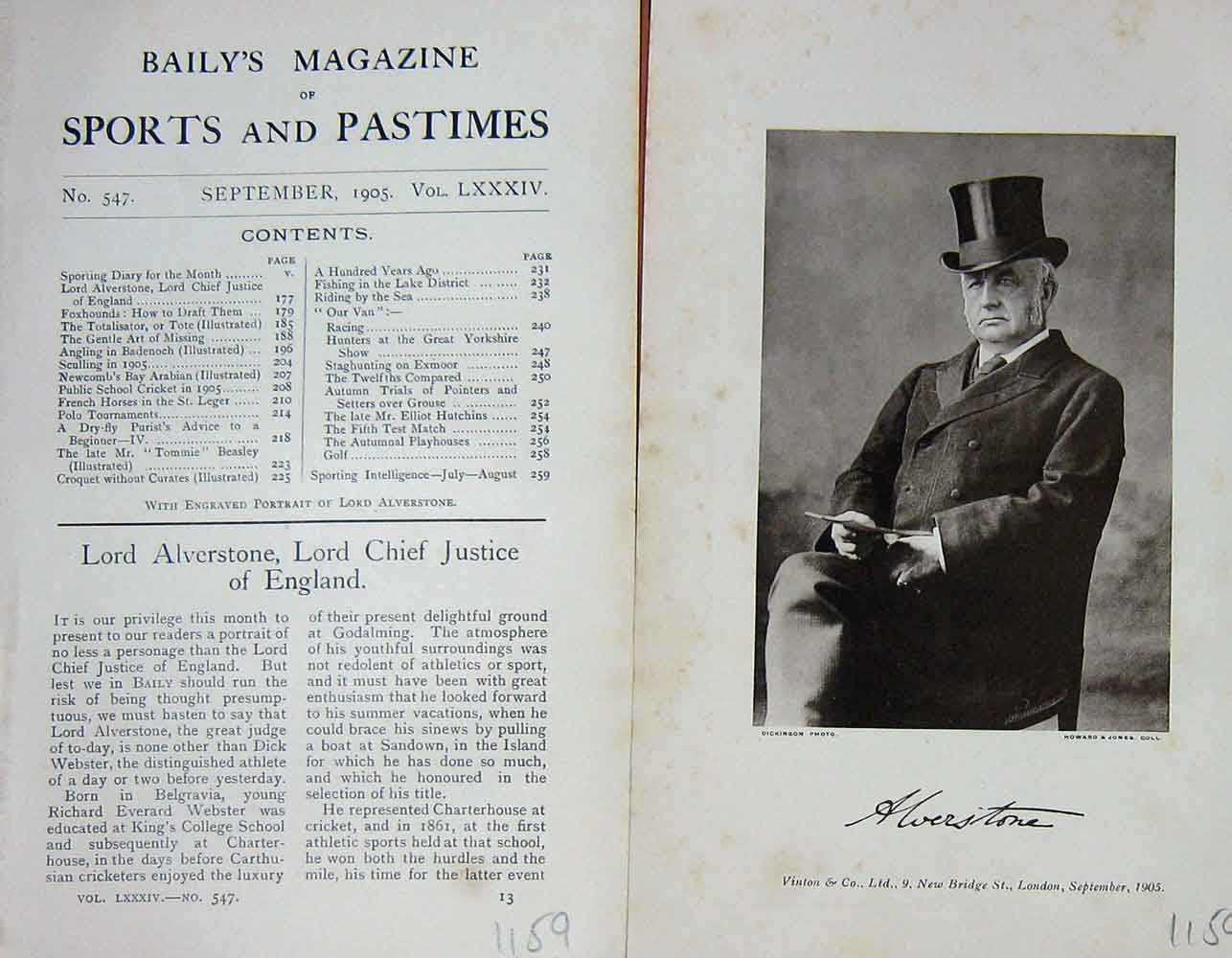 Original Old Antique Print 1905 Portrait Lord Alverstone Justice England 20th