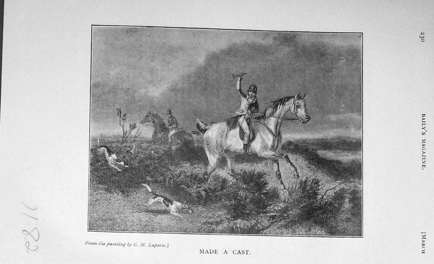 Original Old Antique Print 1905 Horse Hunting Sport Hounds Baily'S 20th