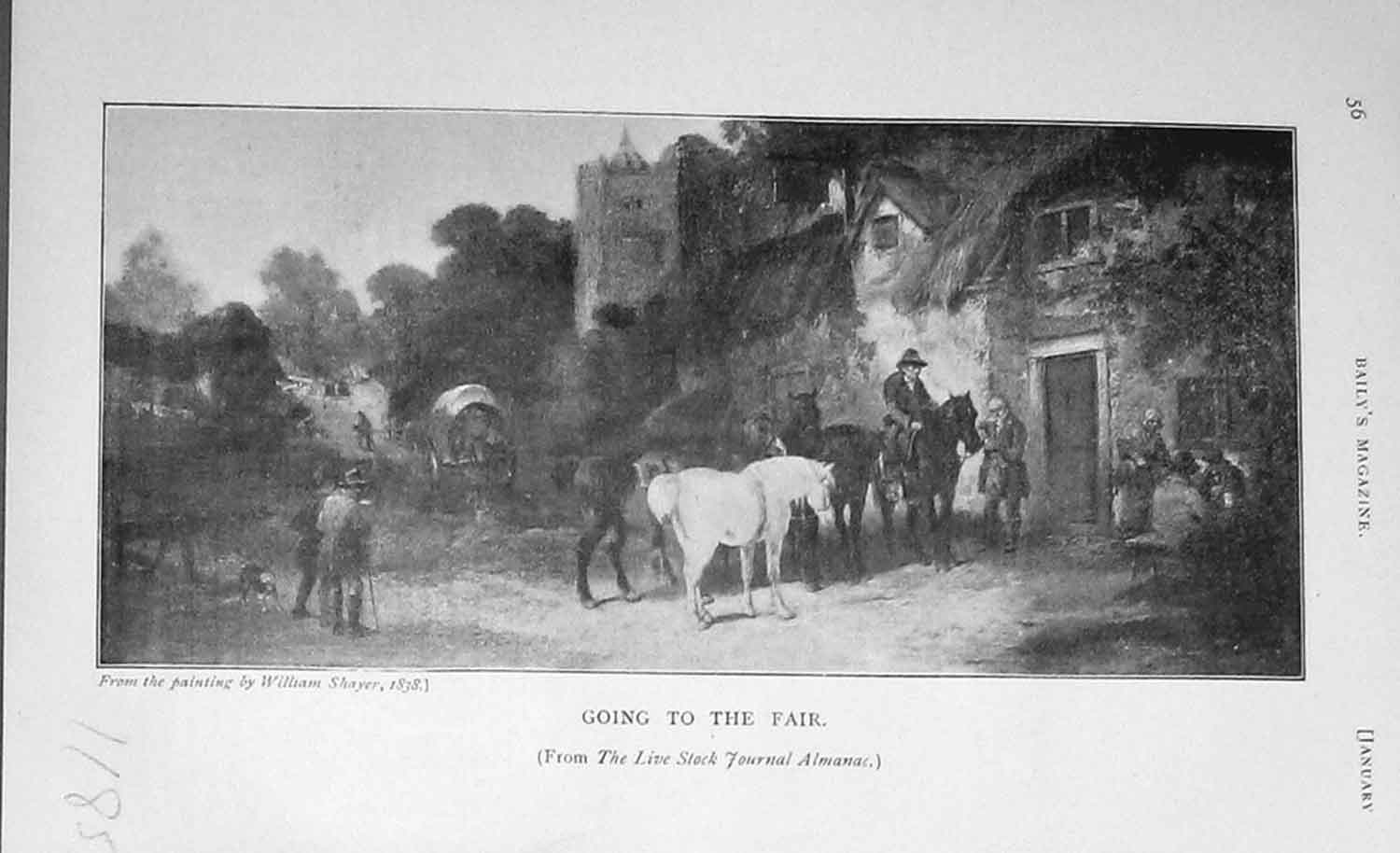 Original Old Antique Print 1905 Horses Country Baily'S Magazine 20th Century