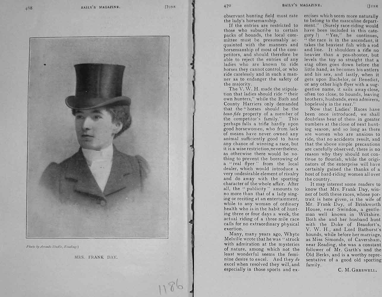 Original Old Antique Print 1905 Portrait Mrs Frank Day Photograph 20th Century