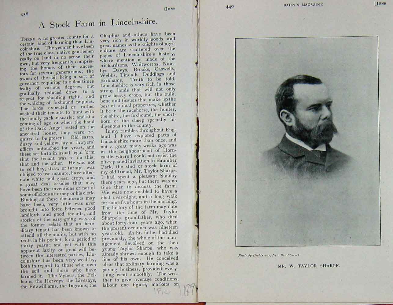 Original Old Antique Print 1905 Portrait Taylor Sharpe Baily'S Magazine 20th