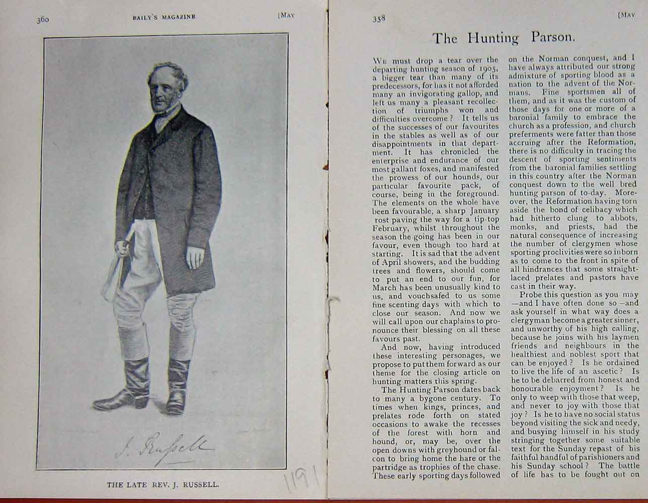 Original Old Antique Print 1905 Portrait Rev J. Russell Baily'S Magazine 20th