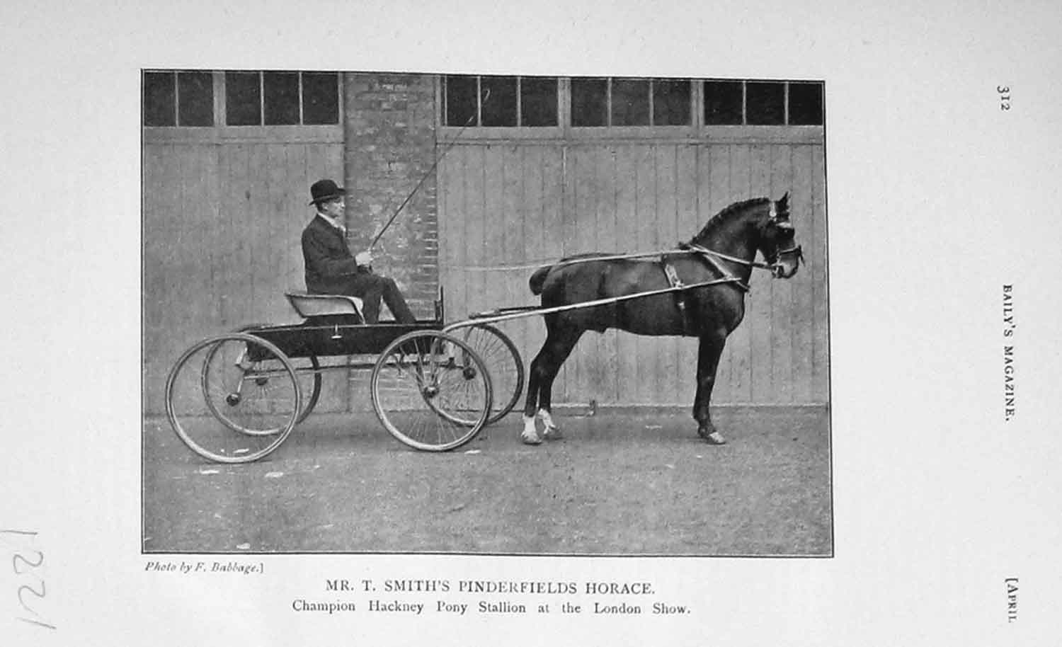 Old Antique Print 1906 Photograph Smith Pinderfields Horace Horse Show 20th