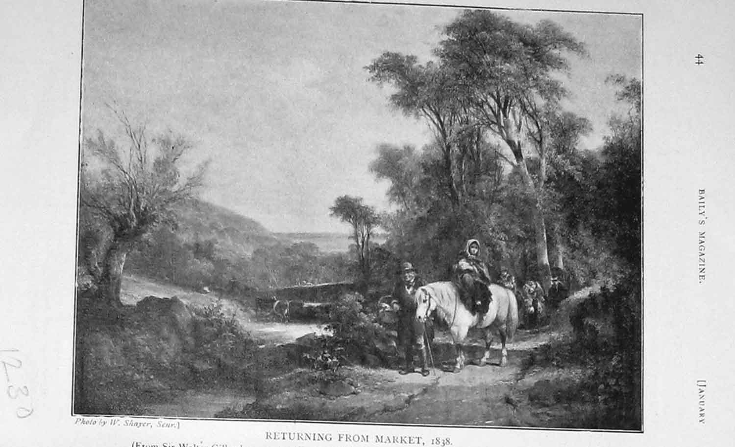 Original Old Antique Print 1906 Country Horse Trees Walter Gibley 20th Century