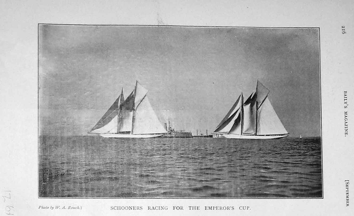 Original Old Antique Print 1906 Photograph Schooners Emperor'S Cup Boats Sport