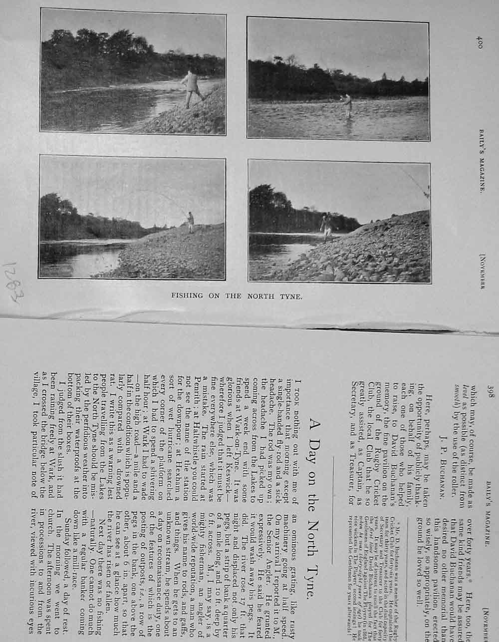 Original Old Antique Print 1906 Photograph Fishing River Tyne Angling 20th