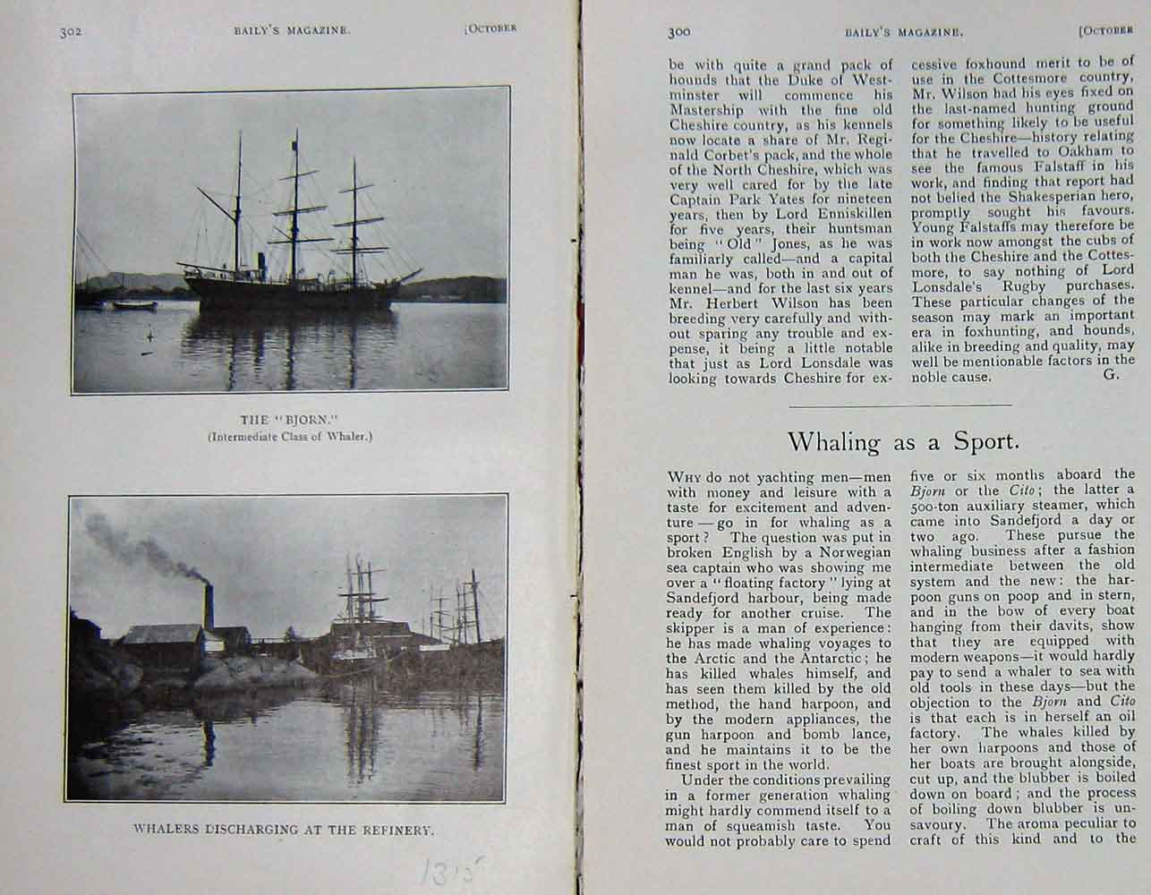 Original Old Antique Print 1907 Photograph Bjorn Ship Whalers Refinery 20th