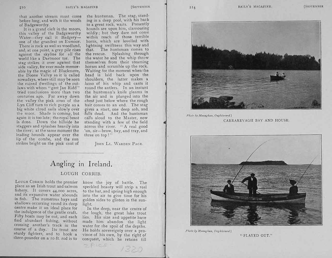 Old Antique Print 1907 Photograph Fishing Ireland Carrarevagh Bay Doon 20th