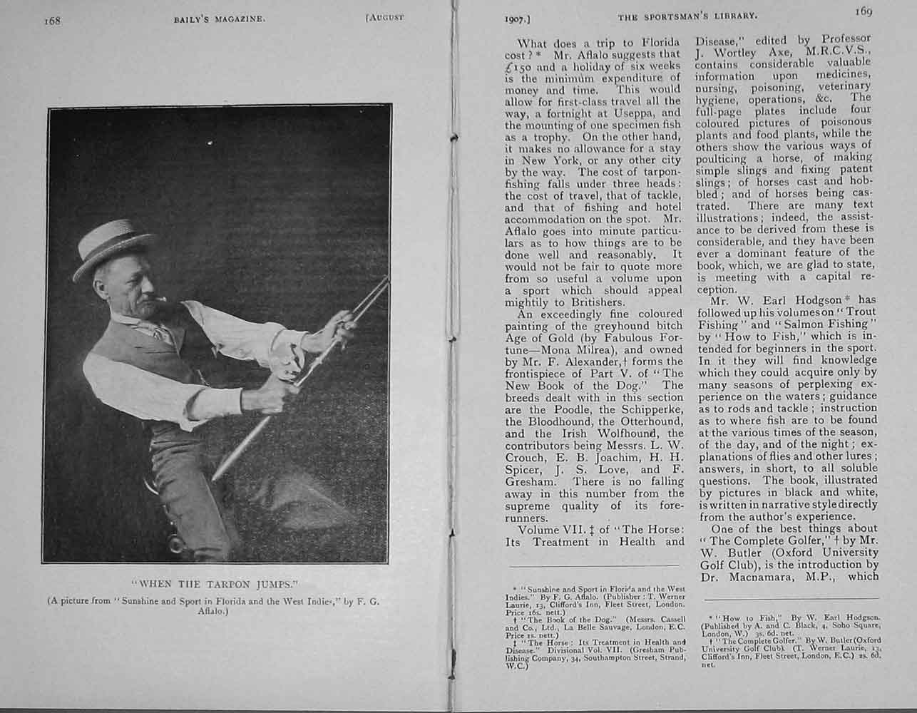 Original Old Antique Print 1907 Photograph Man Fishing Rod Angling 20th
