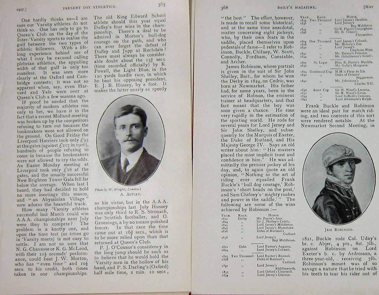 Original Old Antique Print 1907 Portrait Astley Jem Robinson Chavasse 20th