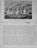 Old Antique Print 1908 Sport Yachts Brynhild Shamrock White Heather Nyria 20th