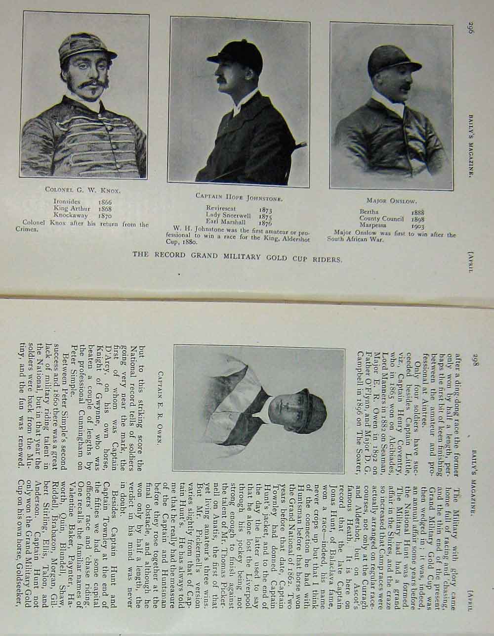 Original Old Antique Print 1908 Jockeys John White Owen Knox Johnstone Onslow