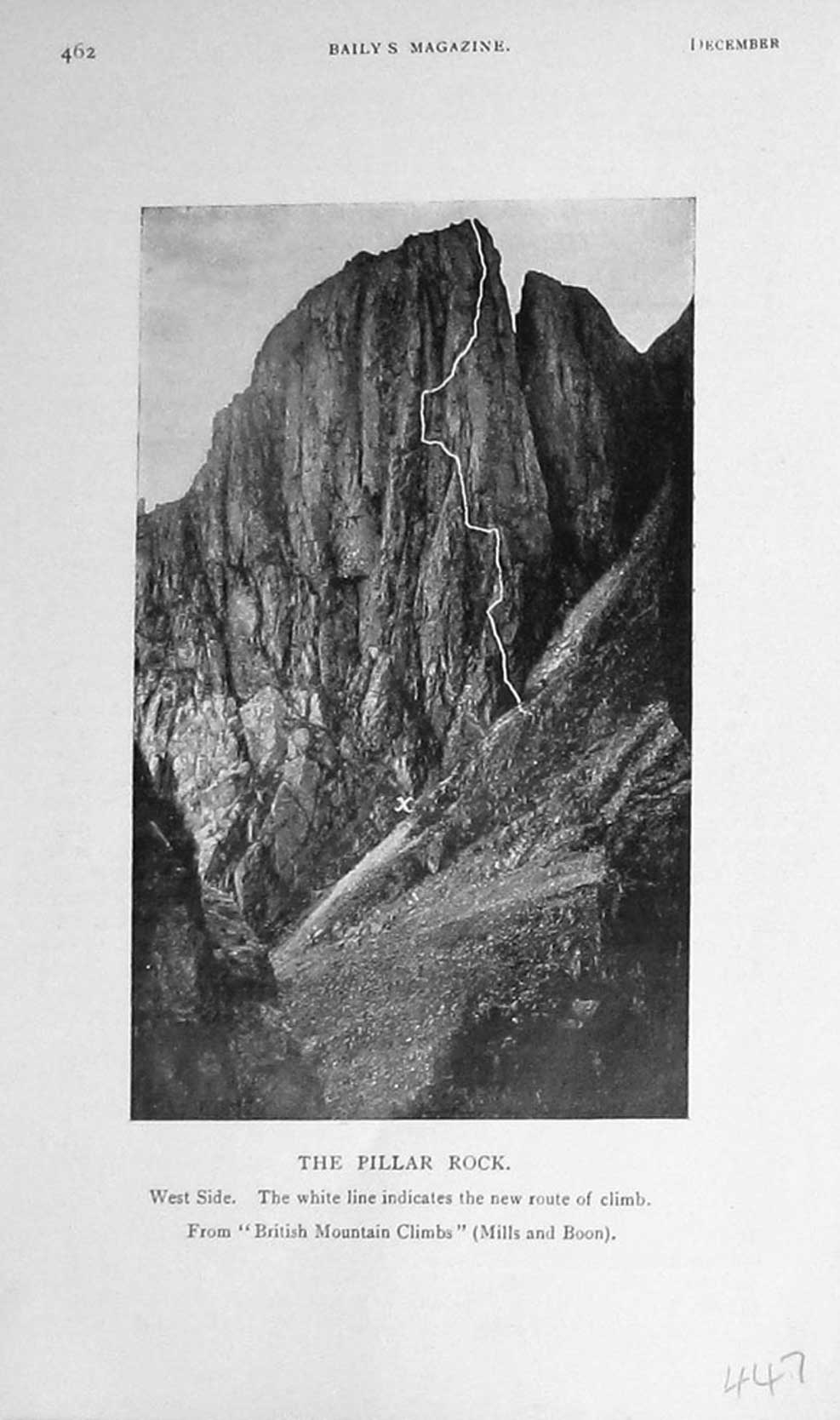 Original Old Antique Print 1909 Photograph Pillar Rock British Mountain 20th