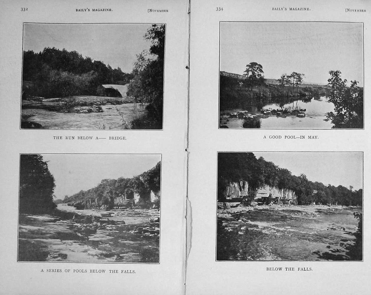 Original Old Antique Print 1909 Photograph River Fishing Angling Sport 20th