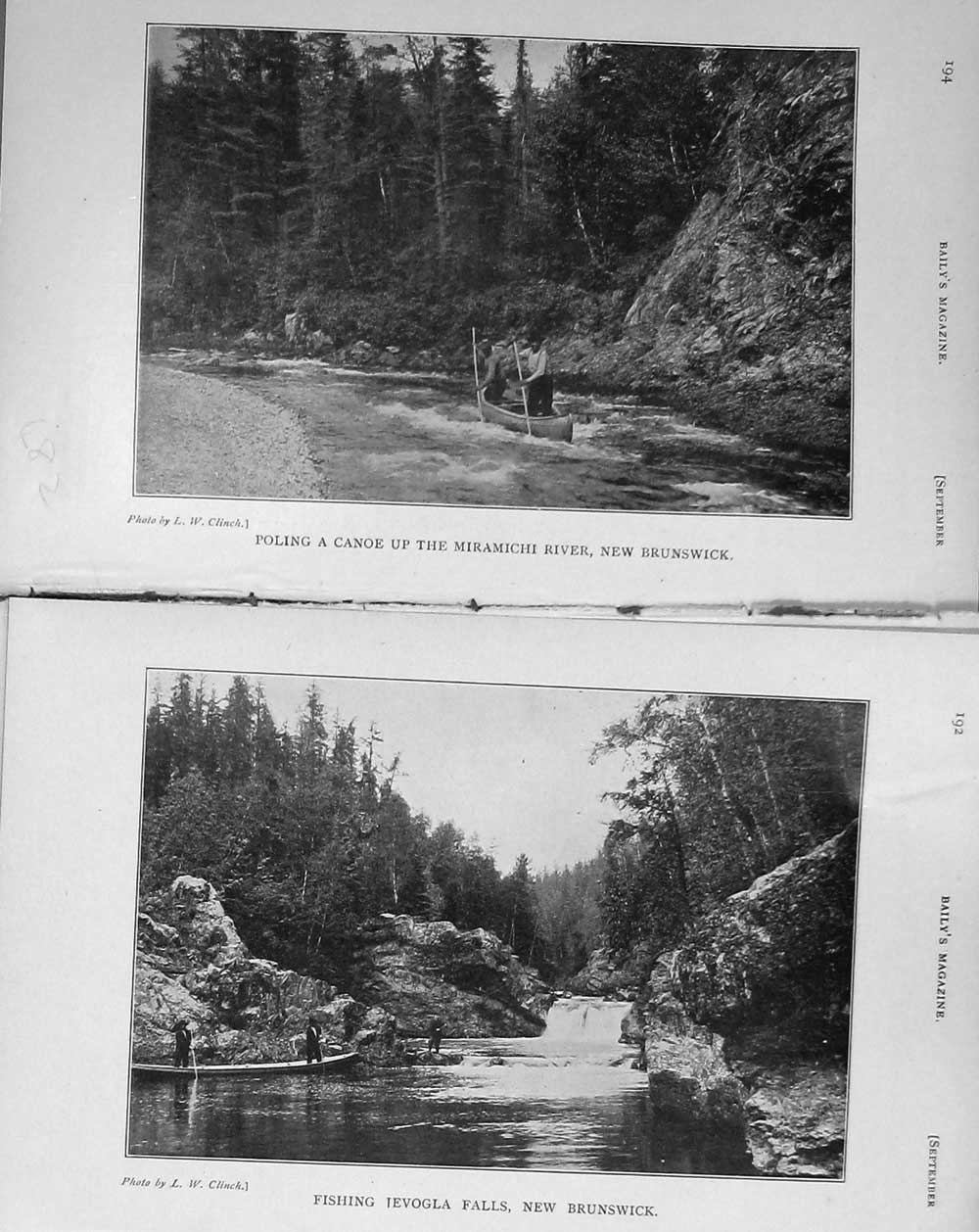 Old Antique Print 1909 Angling Fishing Ievogla Falls Brunswick Miramichi 20th