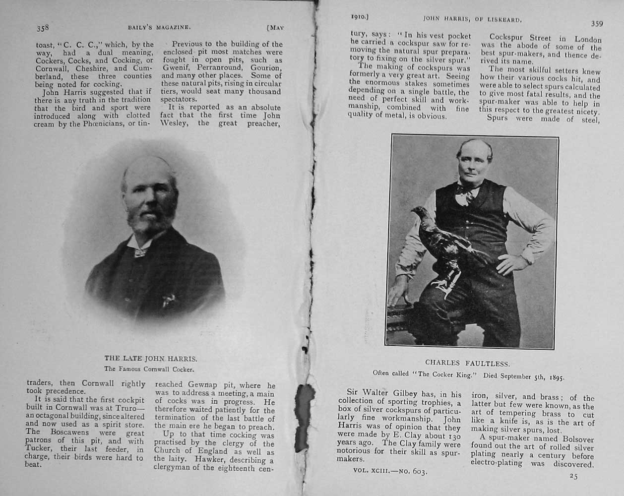 Original Old Antique Print 1910 Portrait John Harris Charles Faultless Gilliver