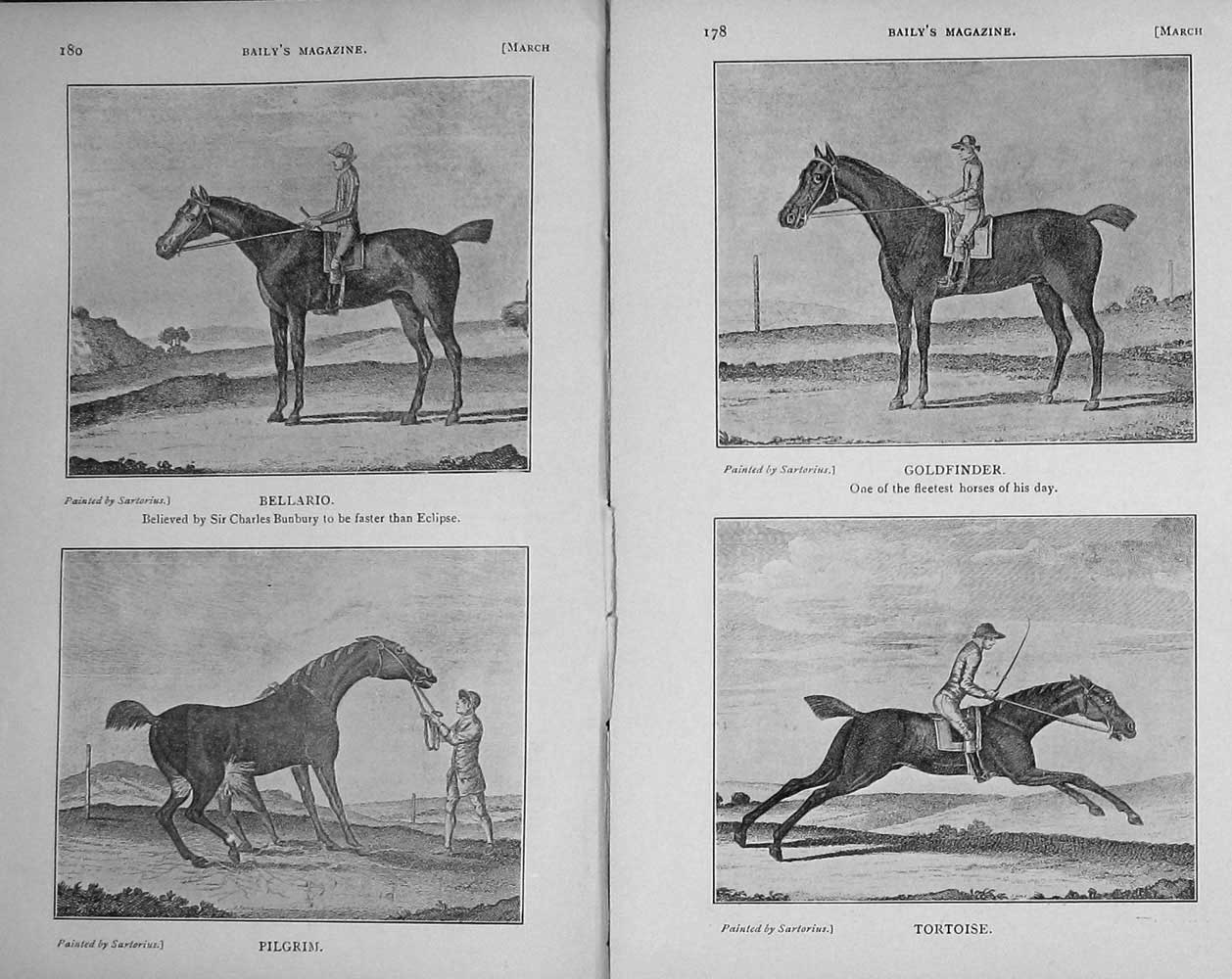 Original Old Antique Print 1910 Charles Bunbury Gfinger Horse Tortoise Pilgrim