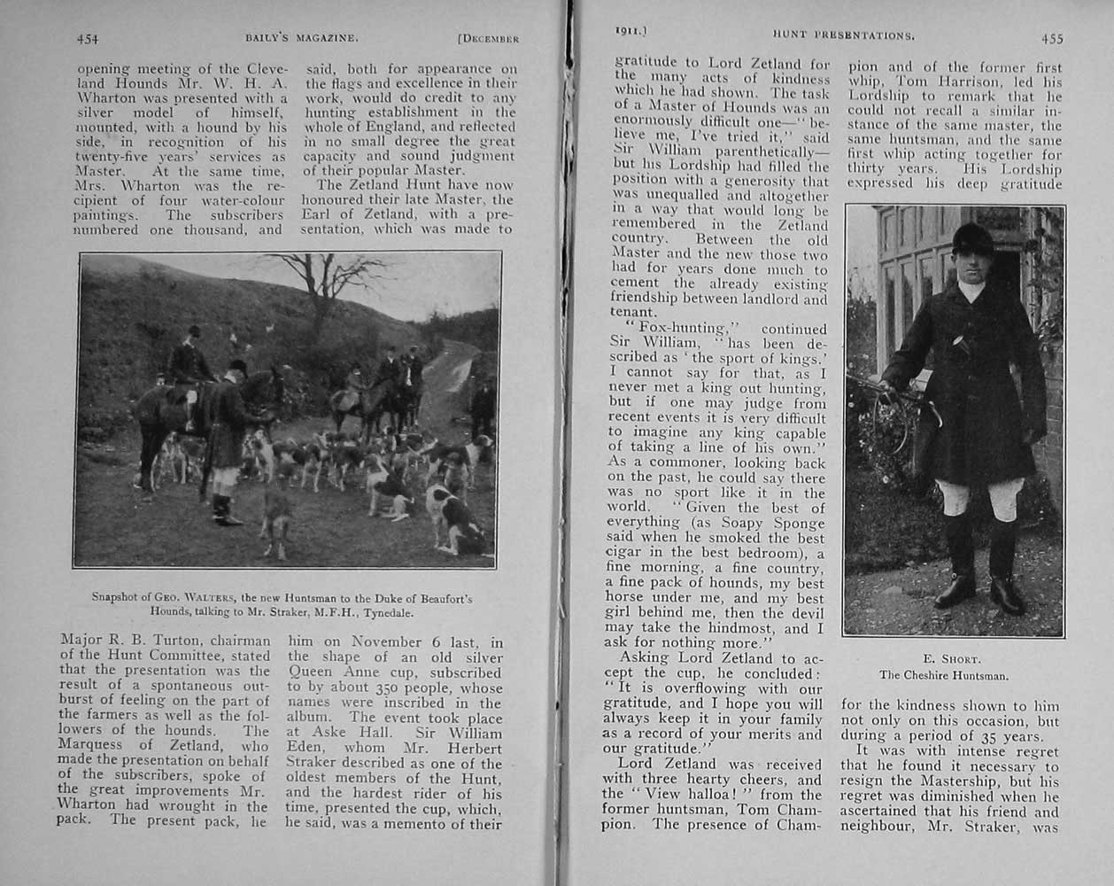 Old Antique Print 1911 Hunting Walters Duke Beaufort Hounds Short Sport 20th