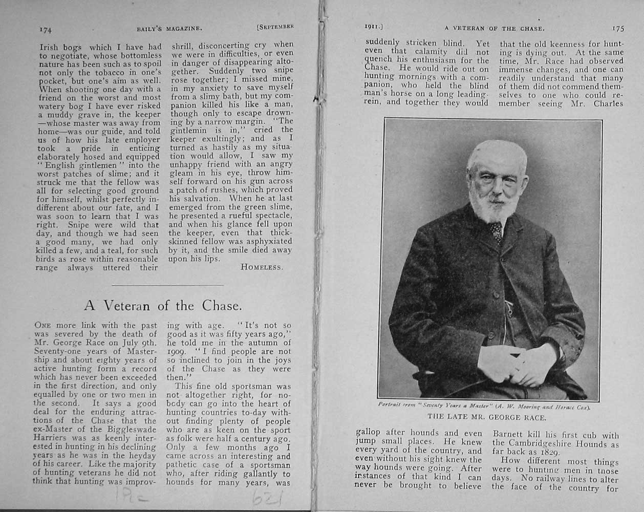 Original Old Antique Print 1911 Portrait Mr George Race Sportsman Baily'S 20th