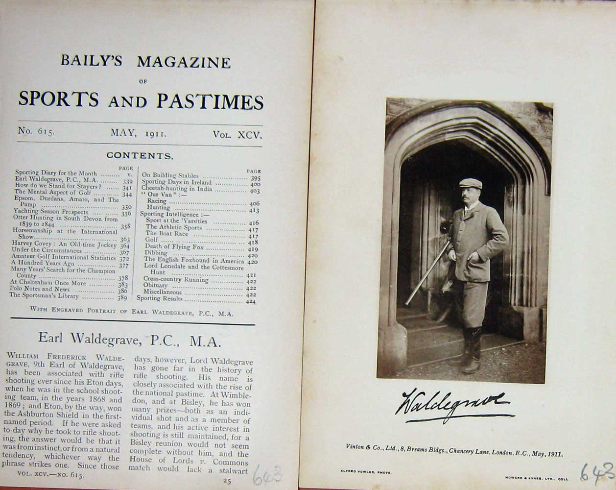 Original Old Antique Print 1911 Portrait William Frederick Waldegrave 20th