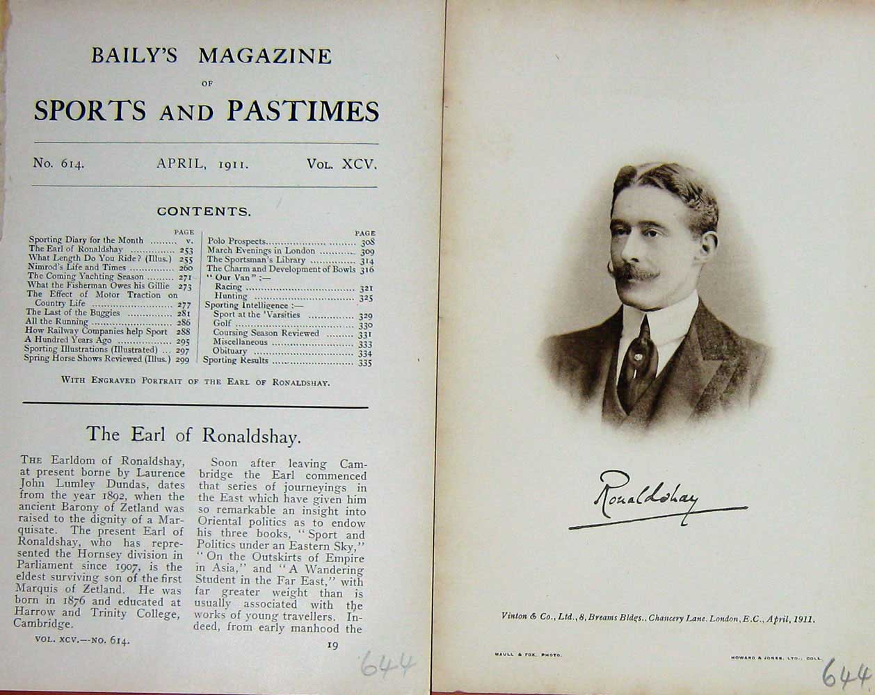Original Old Antique Print 1911 Portrait Earl Ronaldshay Parliament 20th