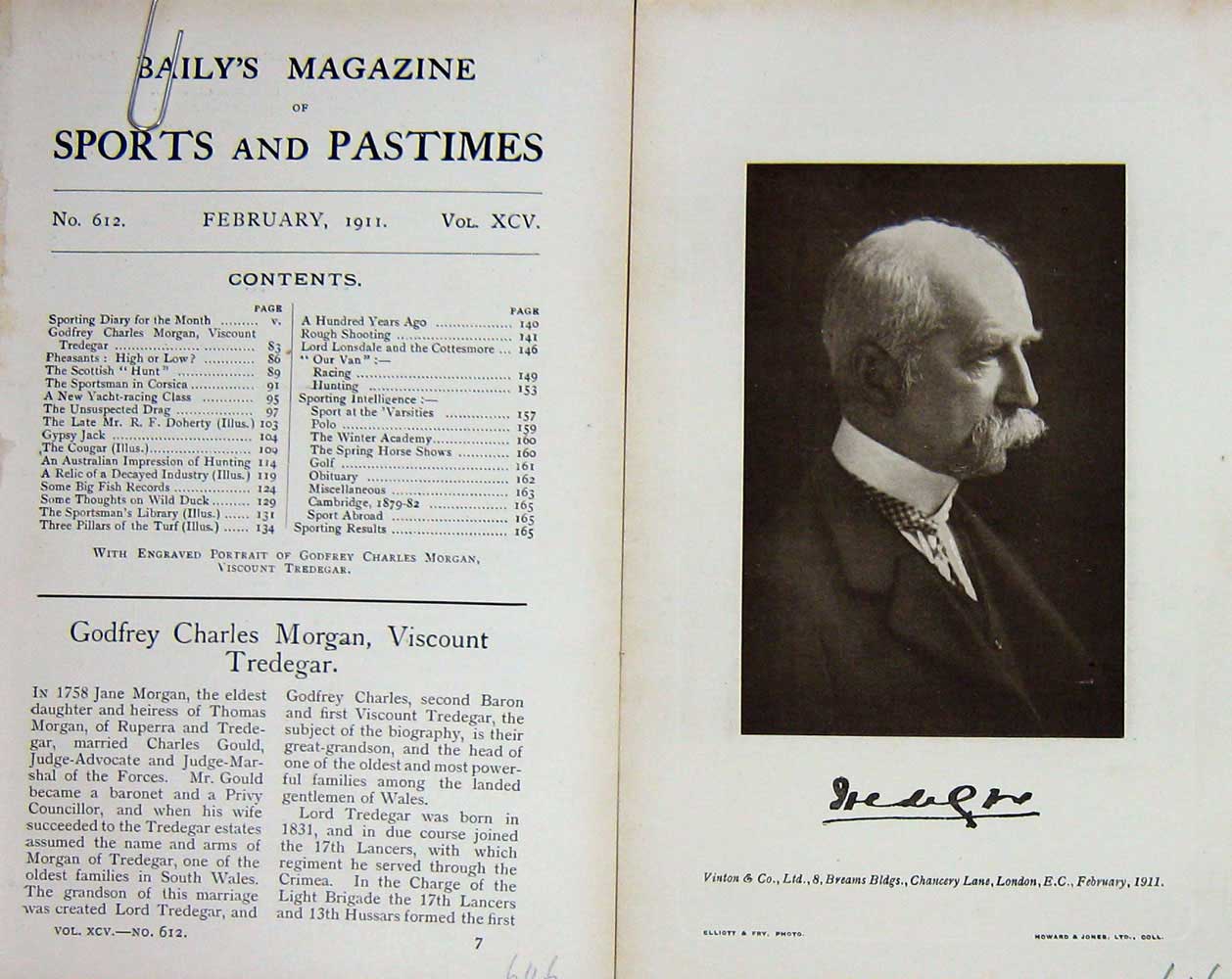 Old Antique Print 1911 Portrait Godfrey Charles Morgan Viscount Tredegar 20th