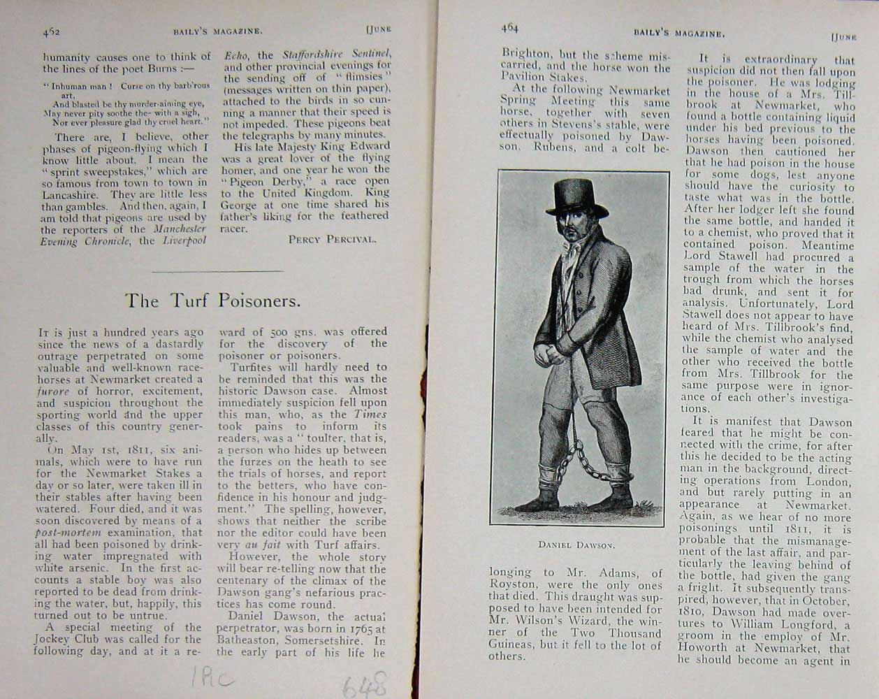 Original Old Antique Print 1911 Portrait Daniel Dawson Sport Baily'S 20th