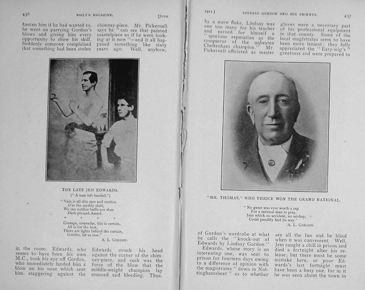Old Antique Print 1911 Lindsay Gordon Thomas Jem Edwards Grand National 20th