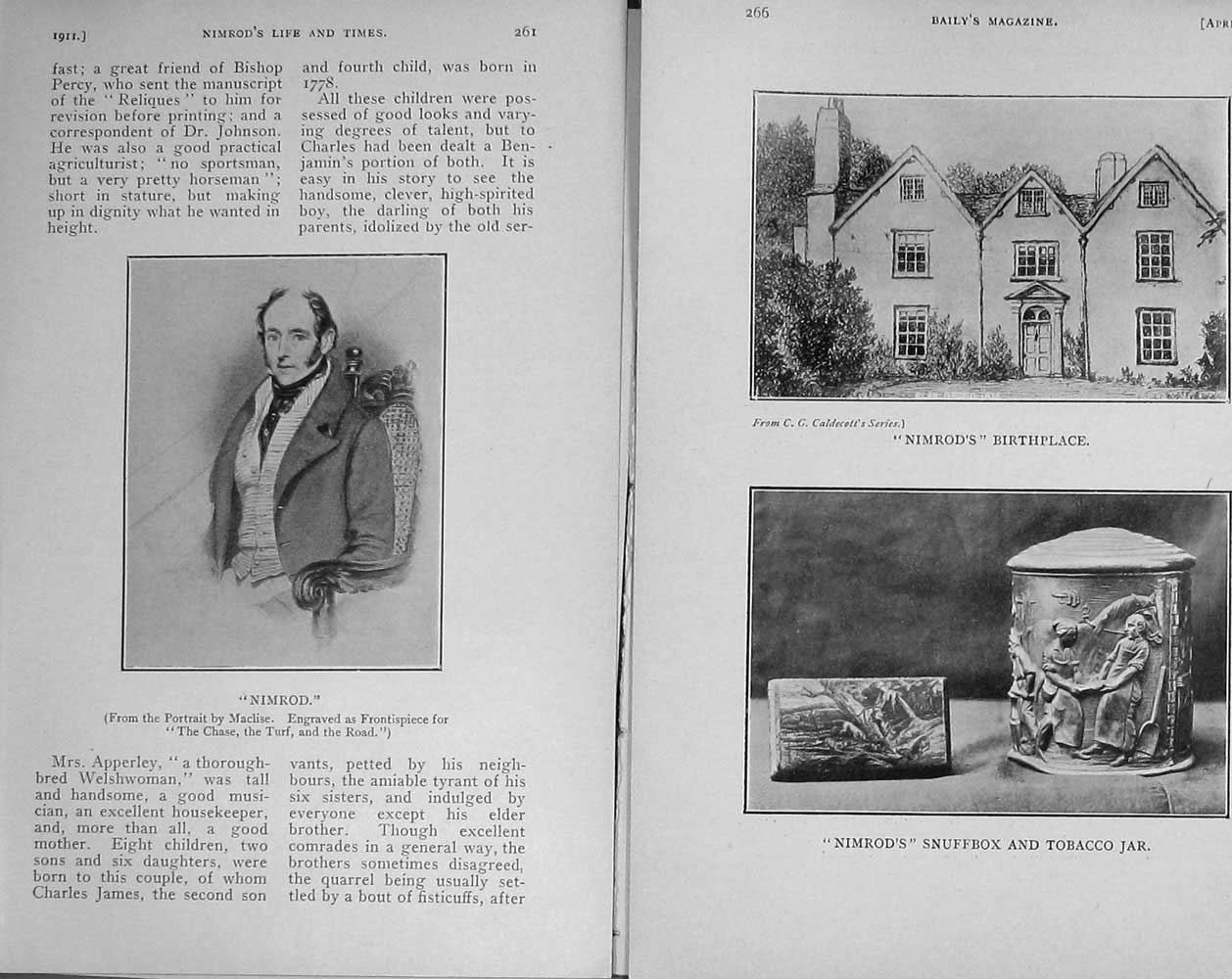 Original Old Antique Print 1911 Portrait Nimrod Melton Breakfast Apperley 20th