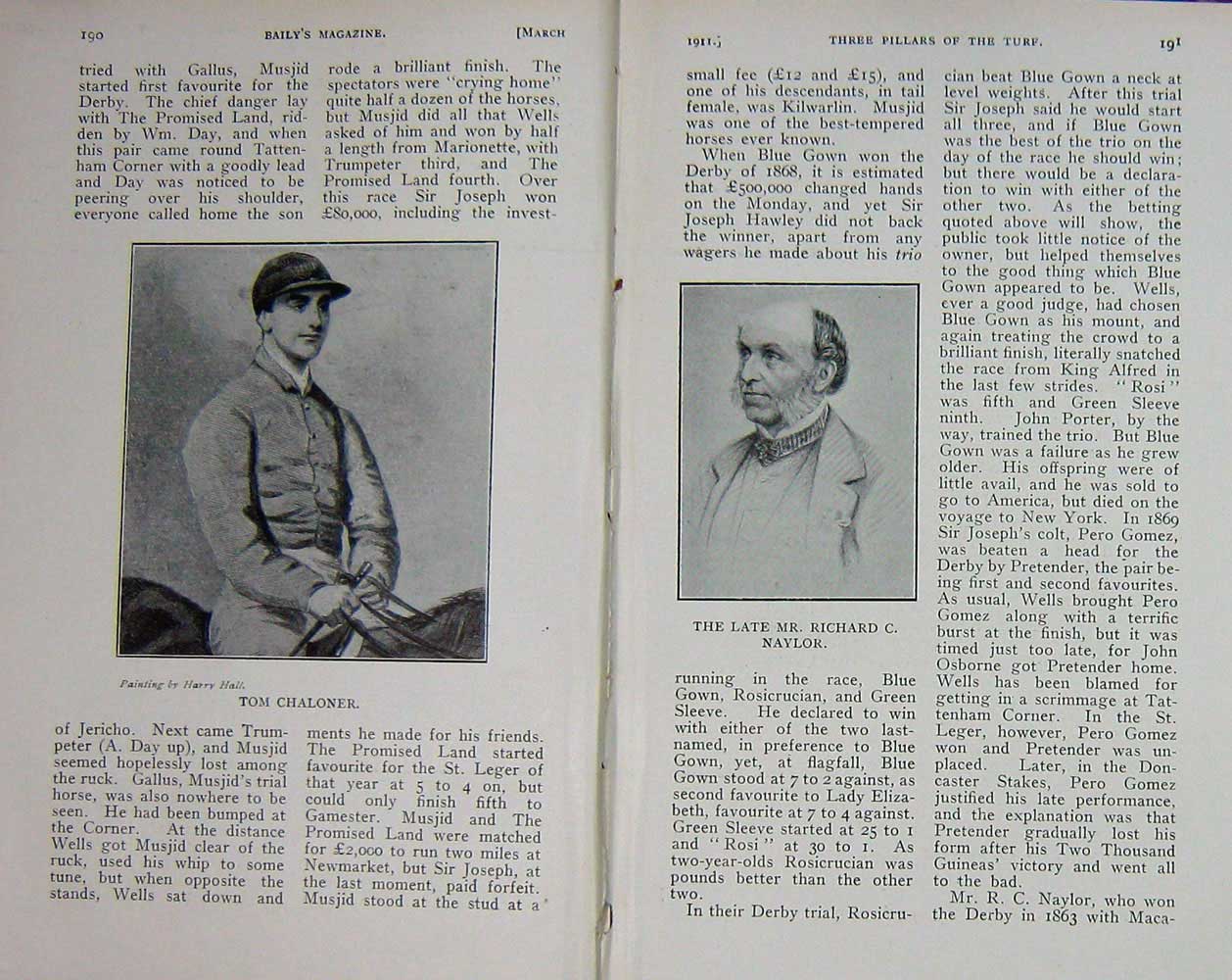 Old Antique Print 1911 Joseph Hawley Horse Pero Gomez Blue Gown Chaloner 20th
