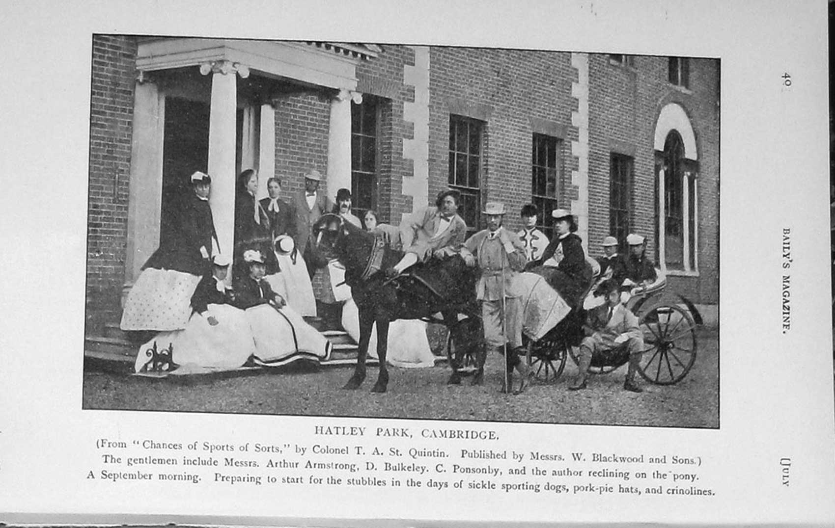 Original Old Antique Print 1912 Photograph Hatley Park Cambridge Horse 20th