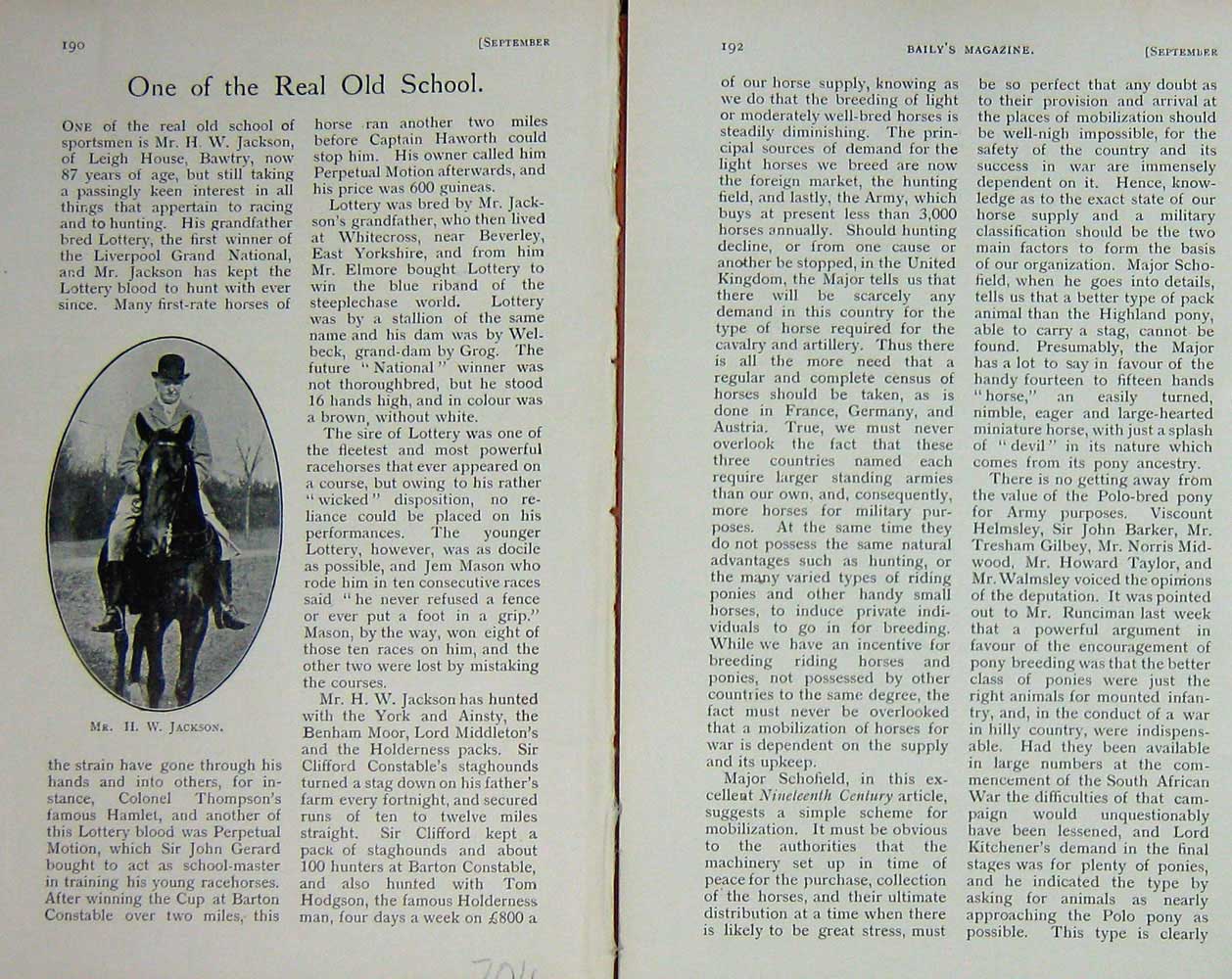 Original Old Antique Print 1912 Portrait Mr H.W Jackson Horse Photograph 20th
