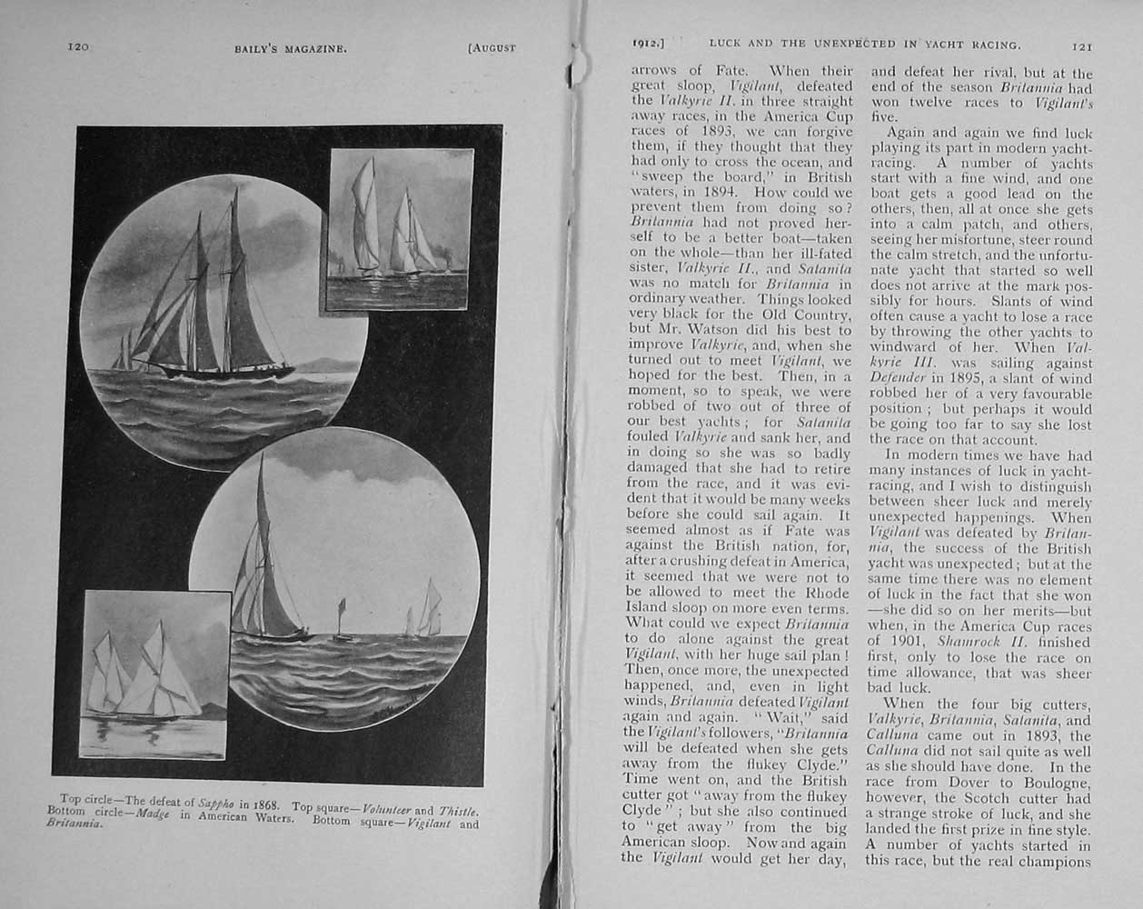 Original Old Antique Print 1912 Yachting Sappho Volunteer Thistle Madge Sport