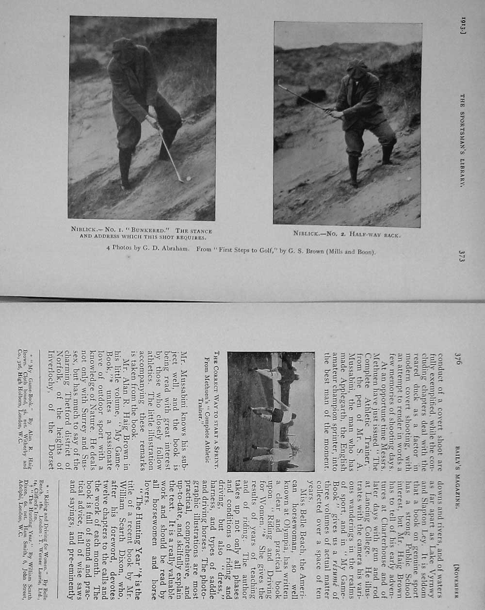 Original Old Antique Print 1913 Photograph Golf Sport Niblick Bunker Athletics