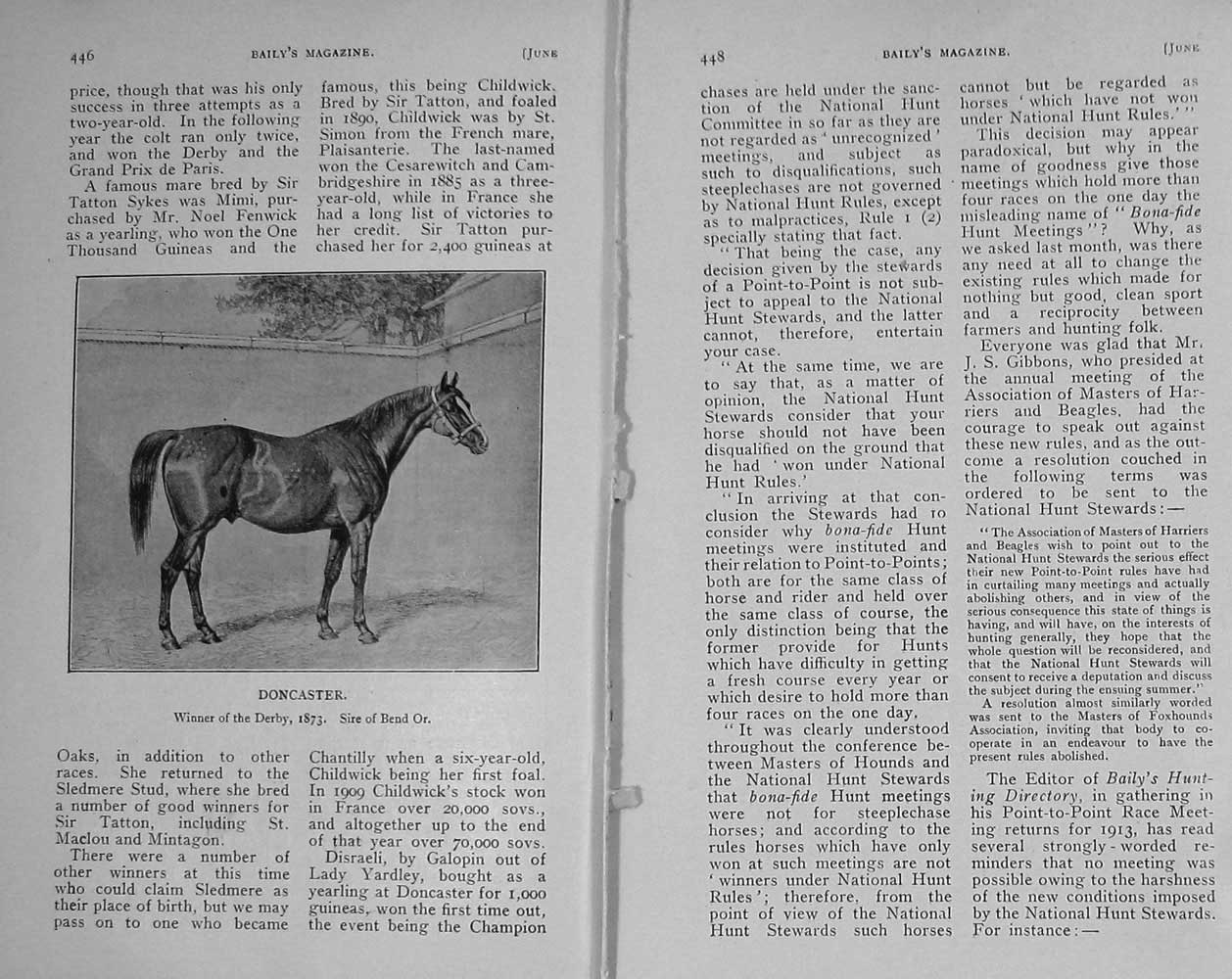 Original Old Antique Print 1913 Horse Doncaster Derby Race Bend Or 20th Century