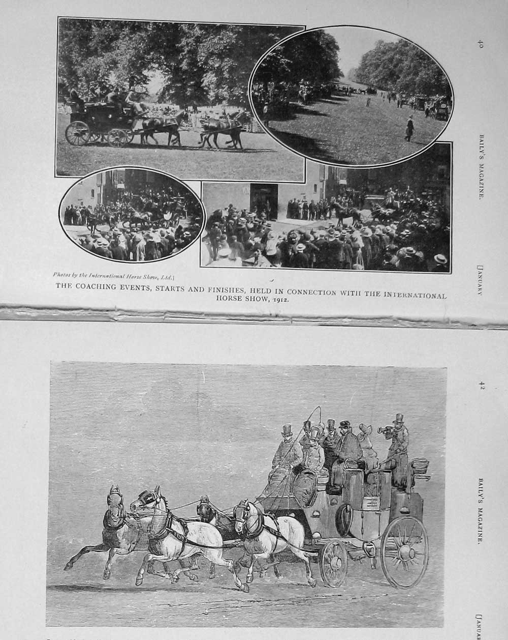 Old Antique Print 1913 Photograph Horses Coaching Olympia Show Military 20th