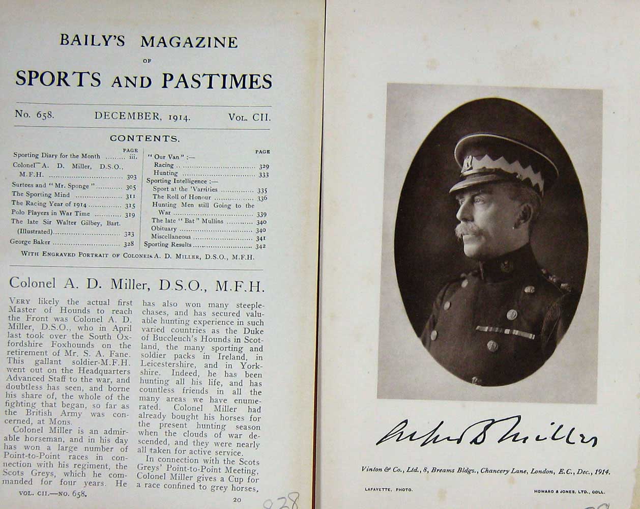 Original Old Antique Print 1914 Portrait Colonel A.D Miller Horseman Sport 20th