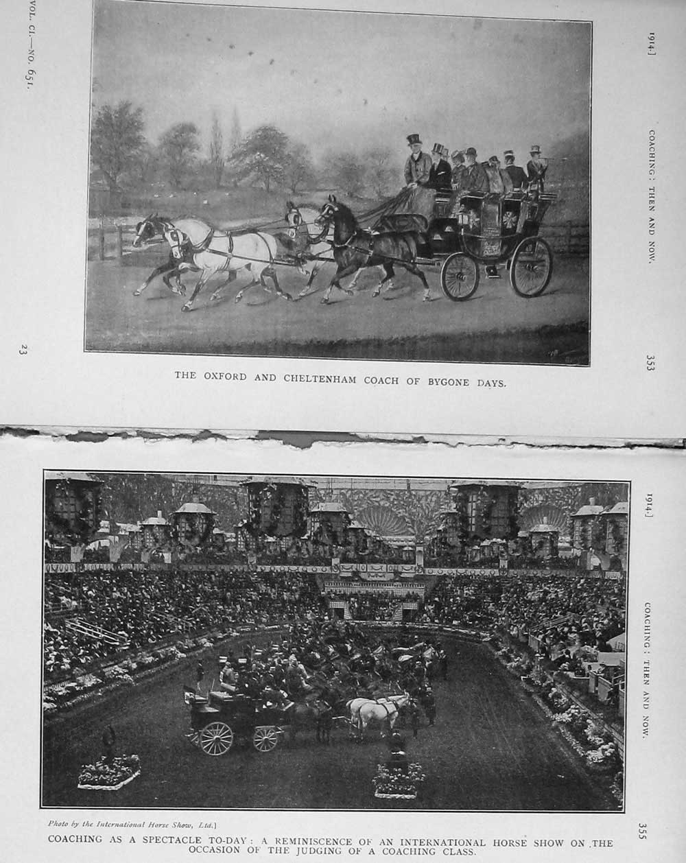 Original Old Antique Print 1914 Horses Coaching Show Oxford Cheltenham Photo